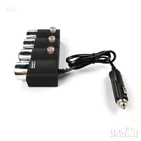 Разклонител за запалка  с 3 гнезда и 2 USB