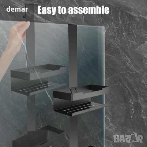 ILIKEPOW Органайзер за душ матово черно с 4 подвижни куки, снимка 7 - Други стоки за дома - 42103546