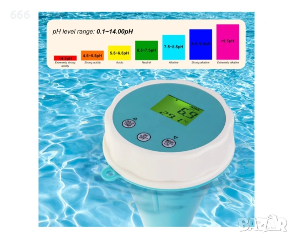 Bluetooth 6 в 1 плаващ монитор за електропроводимост / соленост / pH / ORP / температура / хлор, инт, снимка 5 - Басейни и аксесоари - 53272069