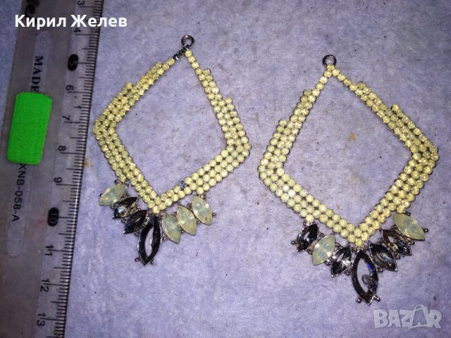 СРЕБРИСТИ РОМБОИДНИ ВИНТИДЖ АРТ ОБЕЦИ / ВИСУЛКИ с КРИСТАЛЧЕТА Подходящи и За МЕДАЛЬОНИ 26409, снимка 6 - Обеци - 41483912