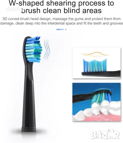 Teeteck Резервни глави за четки за зъби, за Fairywill 507/508/D7/D8/515/551/917/959, черни, 10 броя, снимка 5 - Други - 49255501