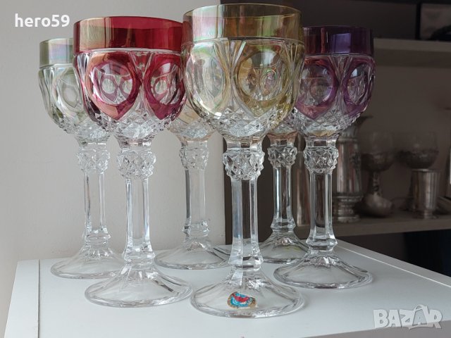 Кристални чаши-комплект от шест броя,многоцветен кристал, снимка 16 - Чаши - 41484526