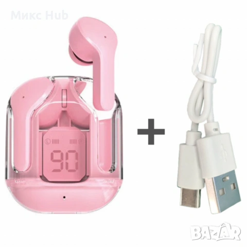 Безжични Bluetooth слушалки с LED дисплей, микрофон черен и розов цвят, снимка 3 - Bluetooth слушалки - 53753233