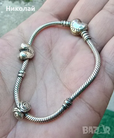 Сребърна гривна PANDORA, снимка 2 - Гривни - 56336079