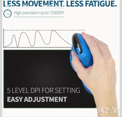 DELUX Seeker M618XSD Безжична ергономична вертикална мишка с OLED екран, снимка 6 - Клавиатури и мишки - 52154118