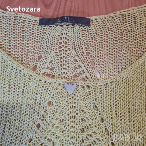 GUESS Los Angeles, оригинален дамски топ, цвят лайм / размер S,но по-скоро отговоря на М/, снимка 7 - Блузи с дълъг ръкав и пуловери - 44583477