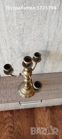 Стар свещник месинг, снимка 3 - Антикварни и старинни предмети - 56361298