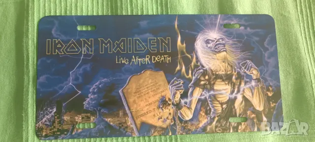 Iron Maiden-Live After Death-метална табела UK Licence Plate Style, снимка 3 - Китари - 47329891