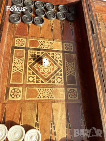 Уникална стара колекционерска табла шах игра интарзия, снимка 2 - Антикварни и старинни предмети - 52335562