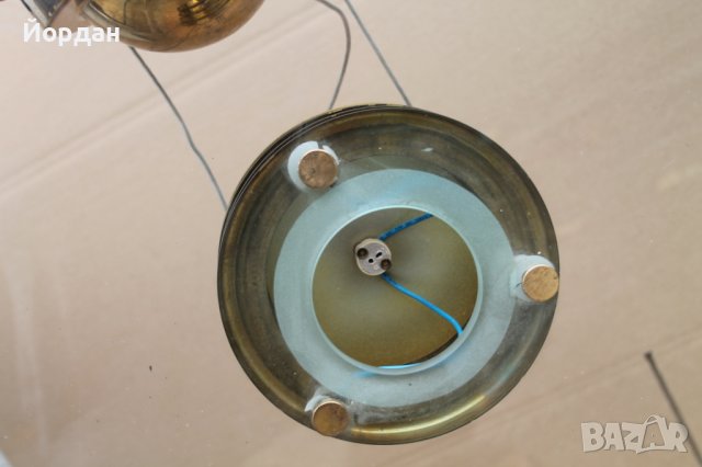 Немски абажур-стъкло и месинг, снимка 12 - Антикварни и старинни предмети - 42434831