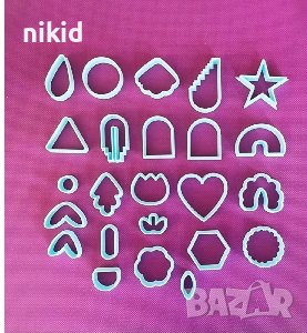 сет пластмасови форми резци за полимерна глина порцелан фондан тесто бижута обеци