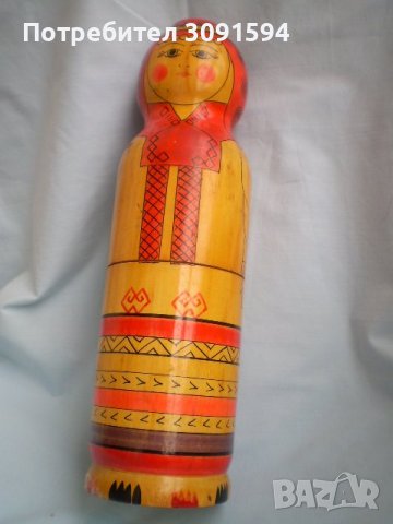 Винтидж СССР, съветска руска мамтрьошка, дървена гнездяща кукла, поставка за бутилка водка