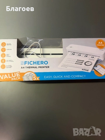 Преносим термопринтер FICHERO A4-A5 USB-C 1800MAH BLUETOOTH