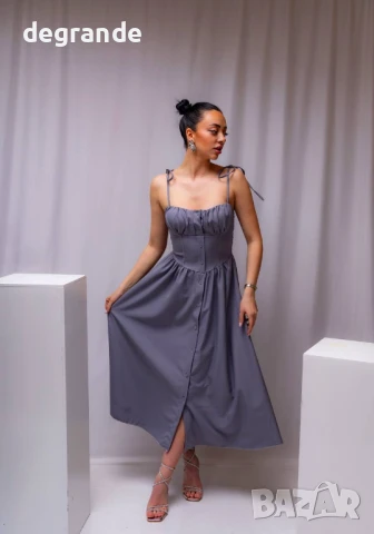 Дамска сива рокля със секси деколте, снимка 2 - Рокли - 50905000