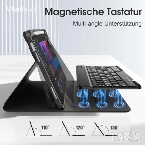 Vobafe калъф с клавиатура за iPad 11/10 поколение (2025/2022, 10.9/11 инча), снимка 3 - Клавиатури и мишки - 52101601