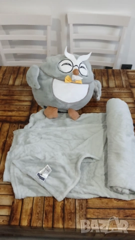 бухал dormeo мека играчка с одеало във вътрешността детско бебешко