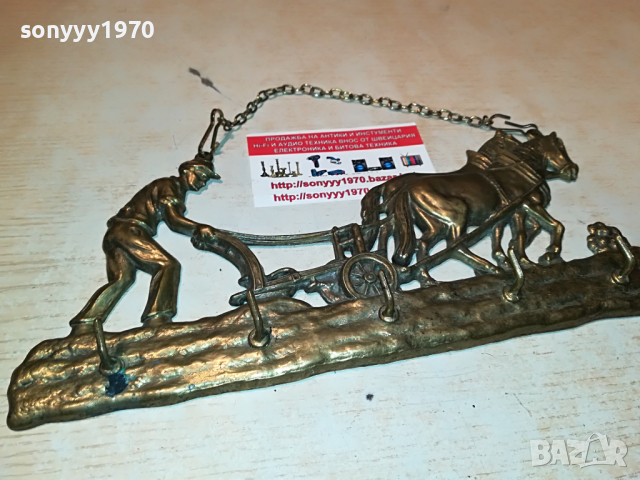 мед/месинг-коне с човек в оран 2703221829, снимка 5 - Антикварни и старинни предмети - 36248047