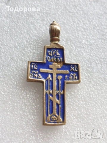 Сребърен кръст с гранати и руски кръст с емайл и позлата, снимка 8 - Колиета, медальони, синджири - 53603359