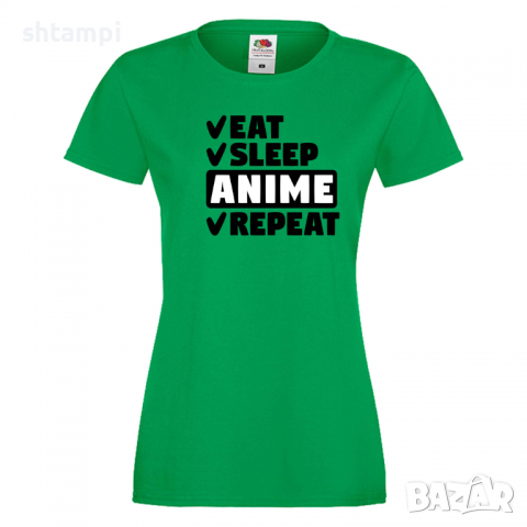 Дамска тениска Anime,Eat,Sleep,Anime,Repeat,Ядене,Спане,Подарък, снимка 6 - Тениски - 36420002