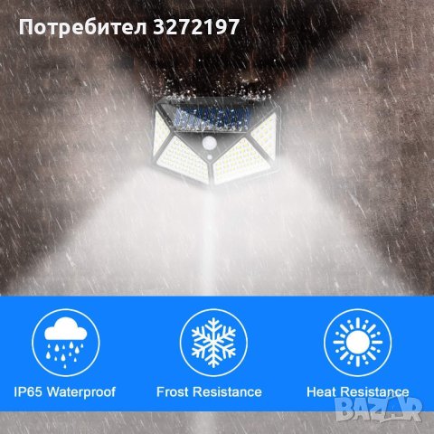 Led соларна стенна лампа,четири странични светлини ,индукционна , снимка 7 - Лампи за стена - 40917291