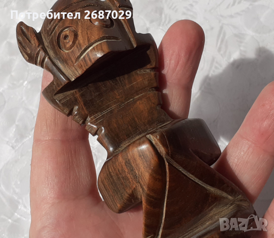 Желязно дърво, дървена фигурка, статуетка, мъж, музикант, Кастро, снимка 4 - Статуетки - 36263463