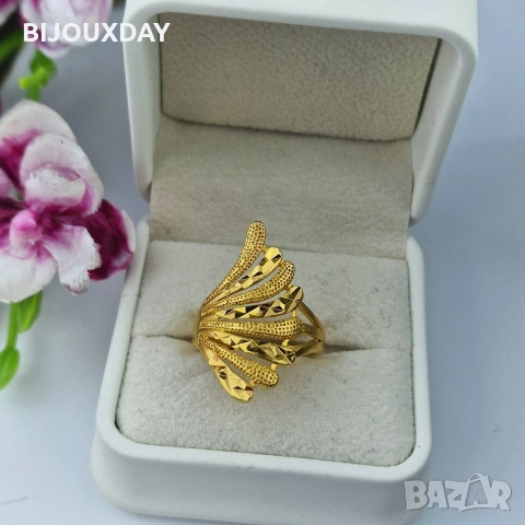 регулиращ се дубайски пръстен от медицинска стомана с 18 карата златно покритие