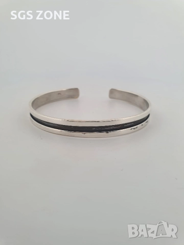 Сребърна Твърда Гривна, снимка 4 - Гривни - 49888817