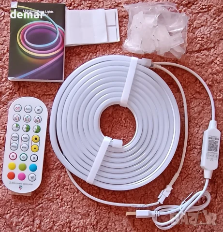 Неонова въжена светлина Daymeet, 5M RGBICW LED лента, дистанционно, IP67, USB, снимка 9 - Лед осветление - 50474541