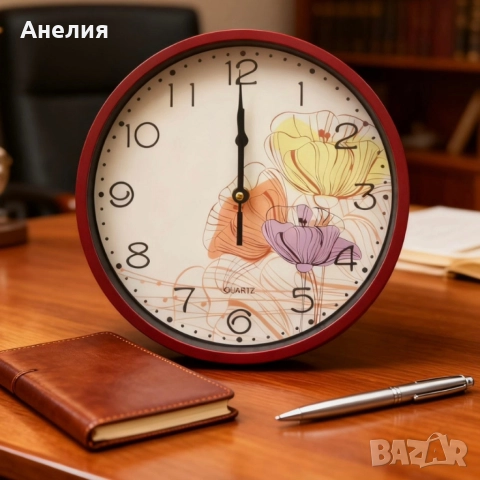 Стенен часовник с диаметър 25 см -стилен подарък да дом, снимка 2 - Стенни часовници - 52657807
