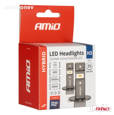 LED крушки AMIO Hybrid H3-12V-6000K к-т/2 бр./, снимка 5 - Аксесоари и консумативи - 49493099