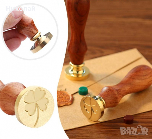 Восъчен печат Детелина , Комплект : печат , лъжица и восък  , късмет , щастие, снимка 2 - Други - 36424560