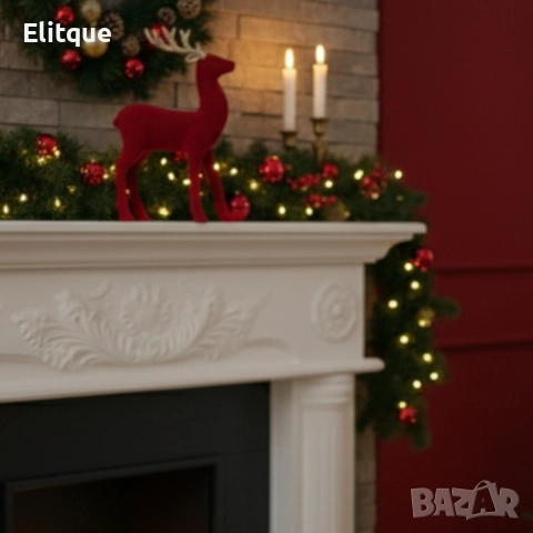 Червен кадифен елен за Коледна украса – Луксозен празничен акцент, снимка 2 - Други стоки за дома - 52629461