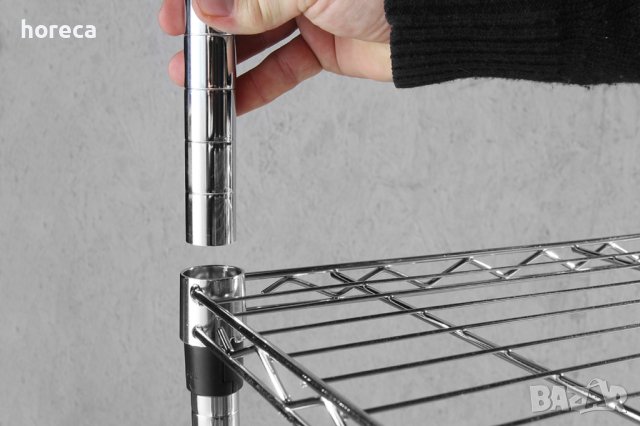 Стелаж за съхранение - 5 рафта, матово черно покритие, снимка 5 - Стелажи и щандове - 41466479