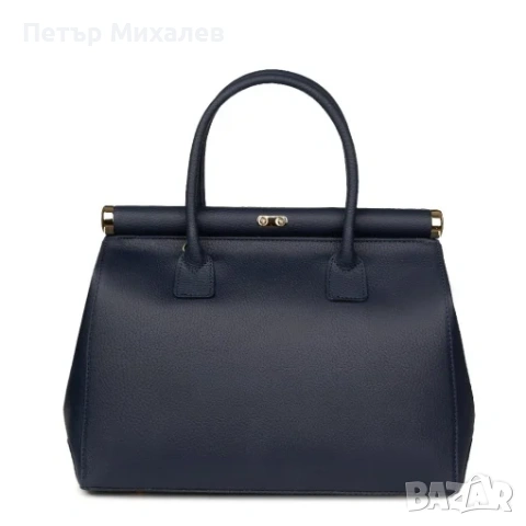 ПРОМО Естествена кожа, тъмносиня, снимка 2 - Чанти - 53497451