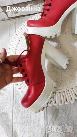 Обувки в червено естесвена кожа , снимка 4 - Дамски ежедневни обувки - 50394024