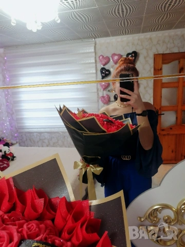 вечен букет от 50 рози , снимка 3 - Декорация за дома - 53201366