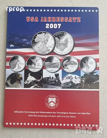 САЩ. ¼ долар
.Комплект. 
 2007 година.
 5 бройки куотъри 2007 год.
 UNC., снимка 2 - Нумизматика и бонистика - 49538633