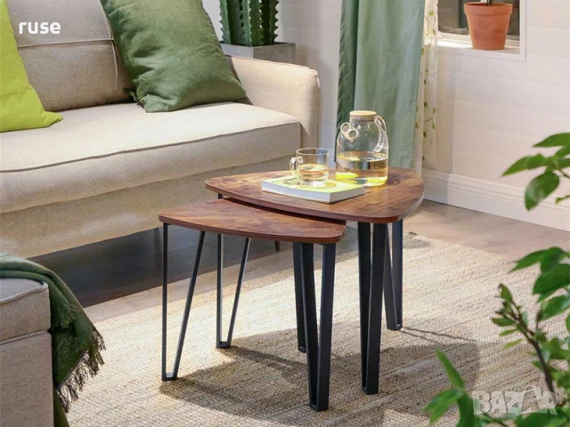 НОВИ! Комплект 3 броя холни маси модерен дизайн МДФ и стомана, снимка 10 - Маси - 50540965