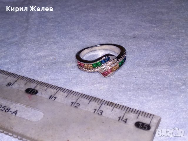 РАЗКОШЕН СРЕБЪРЕН АРТ ПРЪСТЕН РОДИРАНО СРЕБРО 925 ИНКРУСТИРАН с РАЗНОЦВЕТНИ СКЪПОЦЕННИ КАМЪНИ 38590, снимка 15 - Пръстени - 41637983