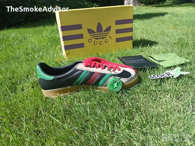 Обувки Adidas x Gucci Gazelle Black Green Red, снимка 5 - Маратонки - 51963461