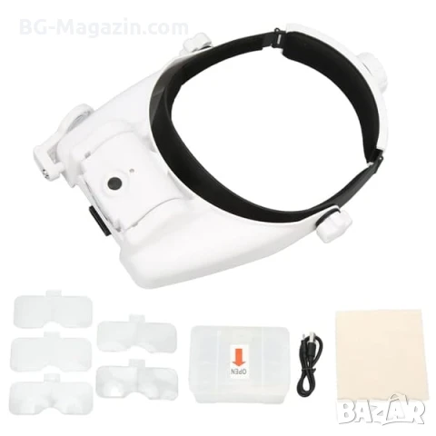 Акумулаторна професионална увеличителна лупа за глава с лед осветление очила за четене гоблени шиене, снимка 8 - Други инструменти - 50919479