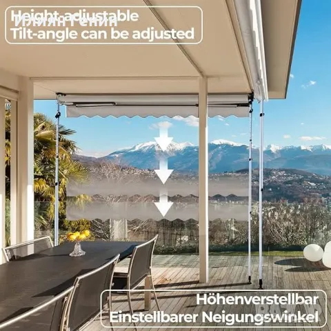 Тента Jago® със скоба - 350x80 см, регулируема по височина, манивела, водоотблъскваща, UV защита, снимка 6 - Градински мебели, декорация  - 50309367