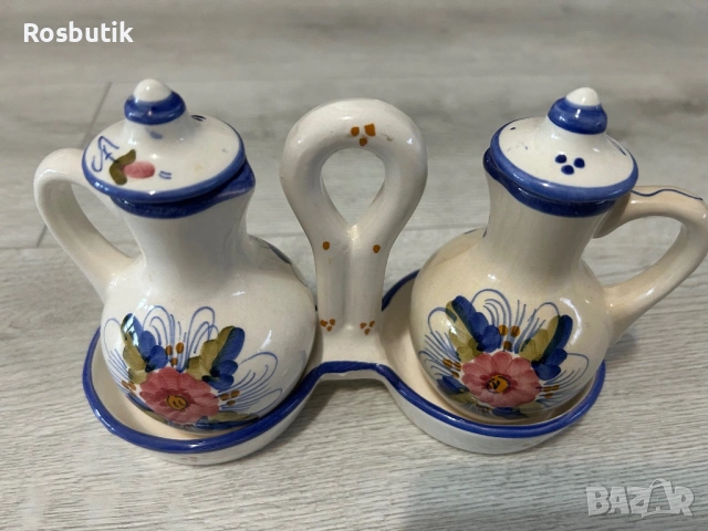 Старинен испански ръчно рисуван керамичен комплект , снимка 6 - Статуетки - 53322949