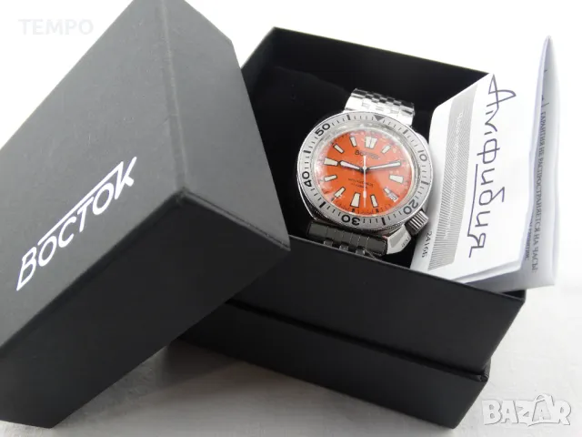 ВОСТОК АМФИБИЯ АВТОМАТИЧЕН-"ORANGE" ref: 70085В, снимка 4 - Мъжки - 48082148