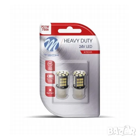 M-Tech LED крушки P21W BA15S 24V 2 броя, снимка 2 - Аксесоари и консумативи - 55864987