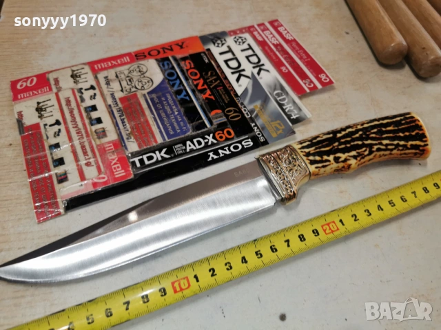 НОЖ-МАСИВЕН,ЗЛАТО И РОГ 2602261818, снимка 10 - Ножове - 53636693