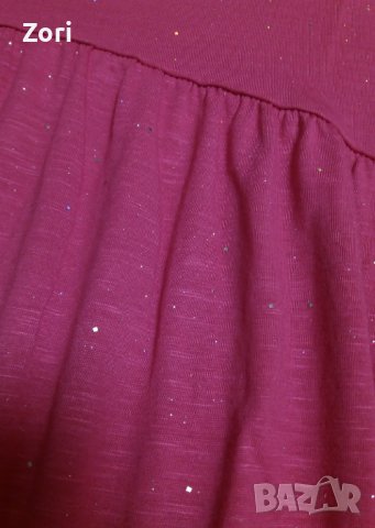 Изключително красива цикламена блестяща блуза, снимка 2 - Детски тениски и потници - 40323939