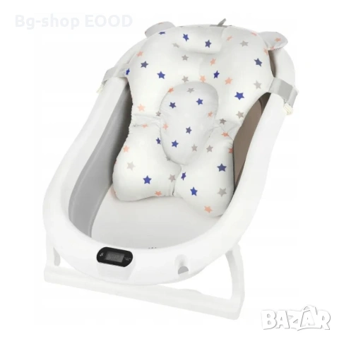 Бебешка вана Extralink Kids, сива, с LED термометър, 0-3 месеца, комплект за грижа, снимка 8 - За банята - 53863221