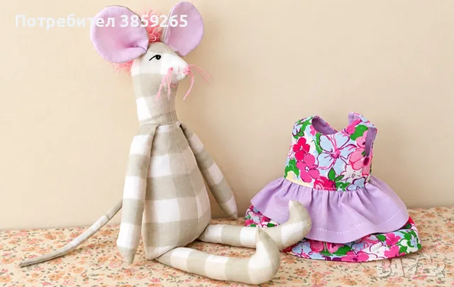 Мека текстилна играчка. Плъх+Роклята, снимка 3 - Плюшени играчки - 56106356