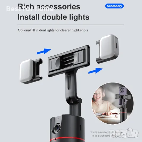  Стойка за телефон с автоматично проследяване  Andoer, снимка 7 - Селфи стикове, аксесоари - 49738354